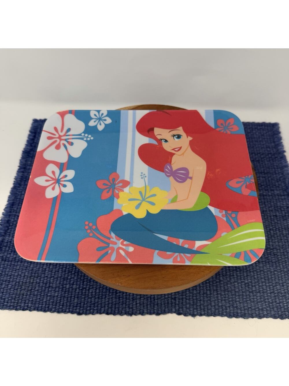 Disney Store Little Mermaid Rectangle Plate Melamine 9 Inch Hawaiian Floral